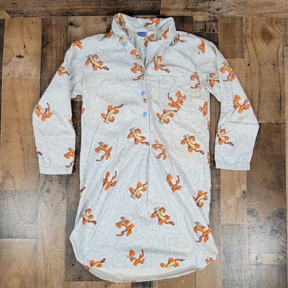 Tigger Vintage 90s Sleepwear Night Gown Womens XS Disney Winnie The Pooh Blue - Picture 1 of 14